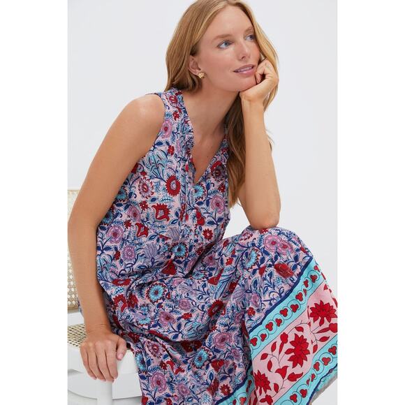 TUCKERNUCK BEACH Mauve and Rose Wildflower Salty Paloma Caftan Size L NWT - Picture 6 of 7